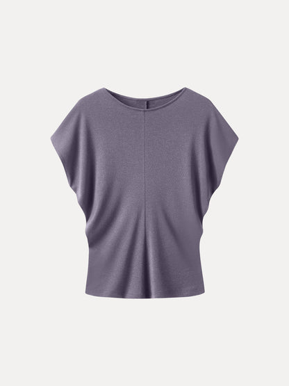 Linen-Blend Round Neck Relaxed Summer Top