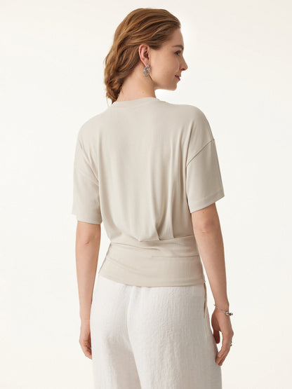 Crewneck Short Sleeve Tucked Tee