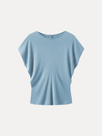Linen-Blend Round Neck Relaxed Summer Top
