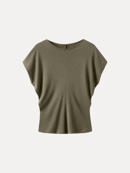 Linen-Blend Round Neck Relaxed Summer Top