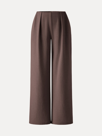 Airy Stretch Linen Wide Flare Pant with Pockets
