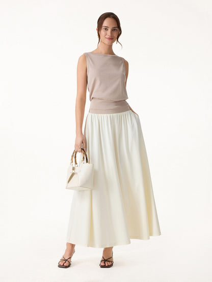 Cotton-Linen Blend Reversible Boatneck Low Back Top
