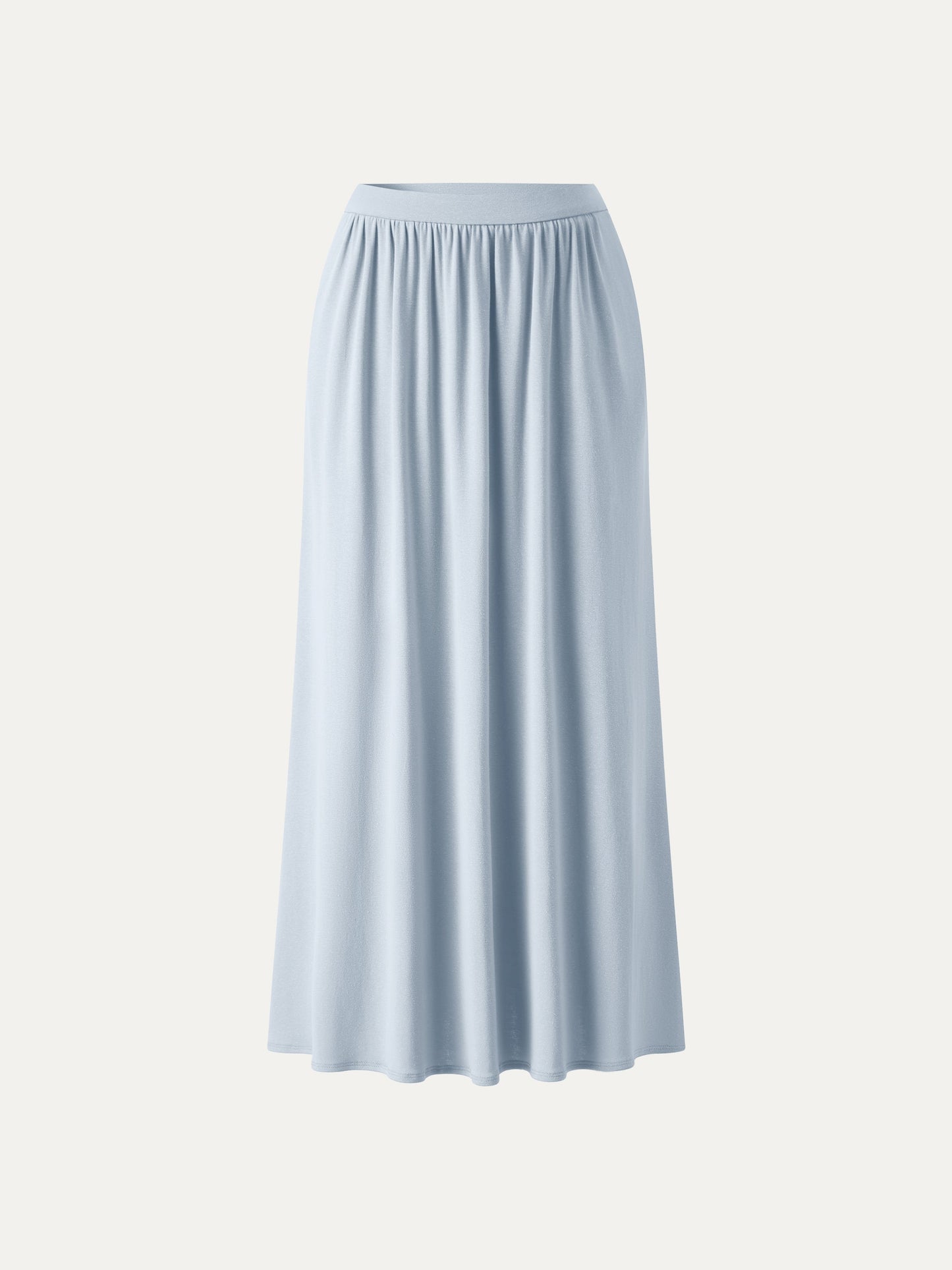 Soft Linen Knit Gathered A-Line Maxi Skirt with Pockets