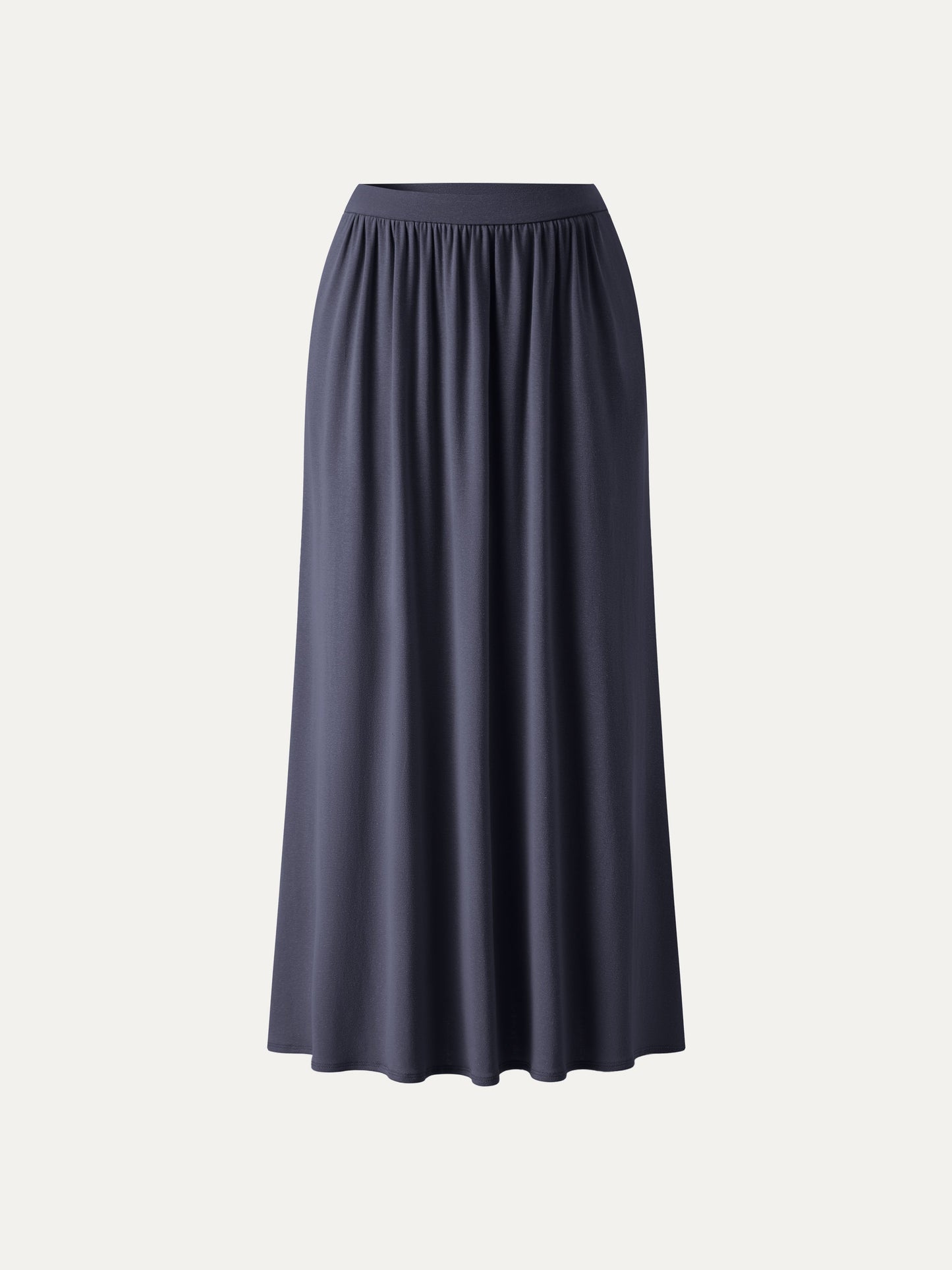 Soft Linen Knit Gathered A-Line Maxi Skirt with Pockets