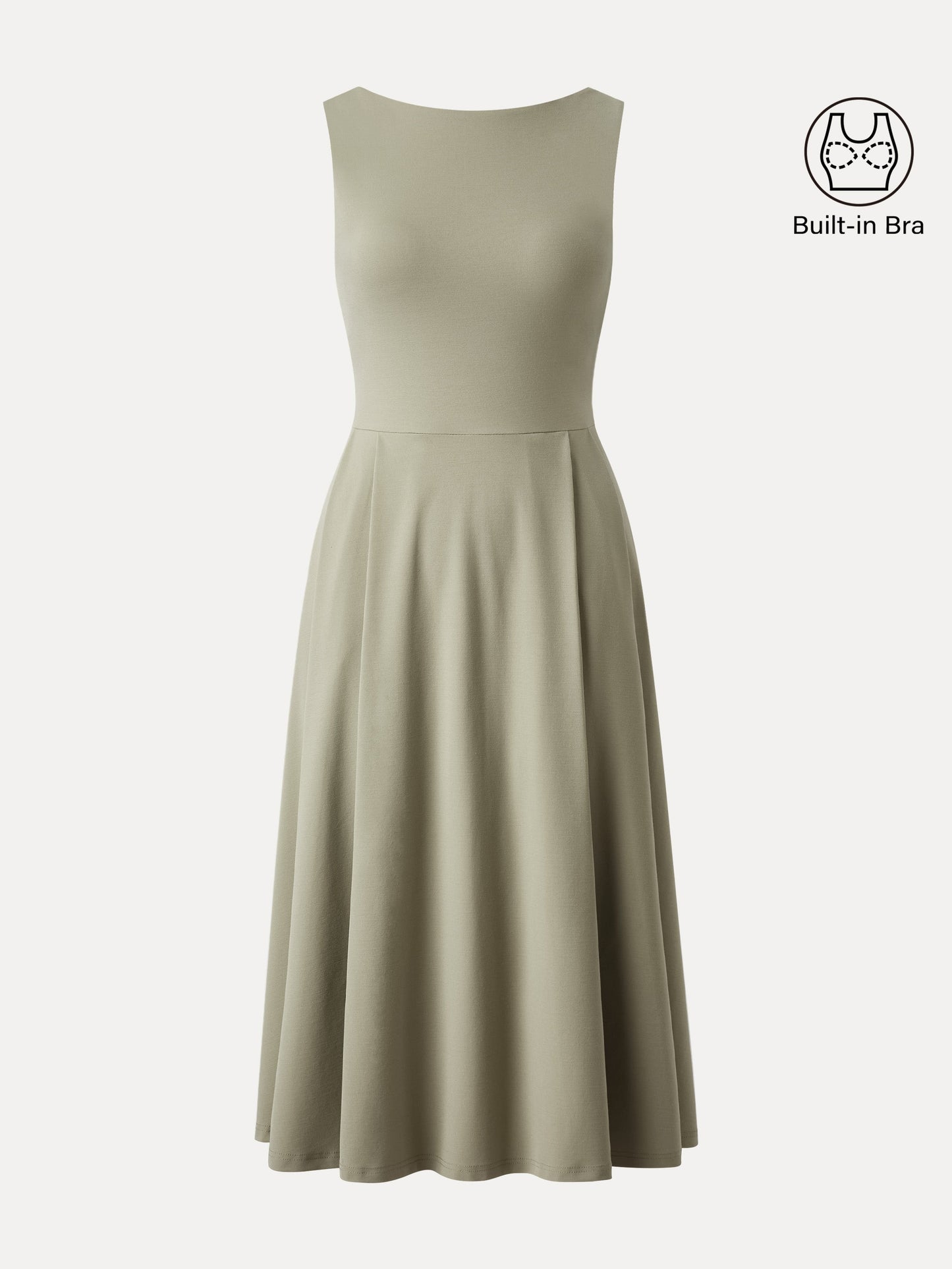 Boatneck Bamboo Ponte Bra Midi Dress with Pockets