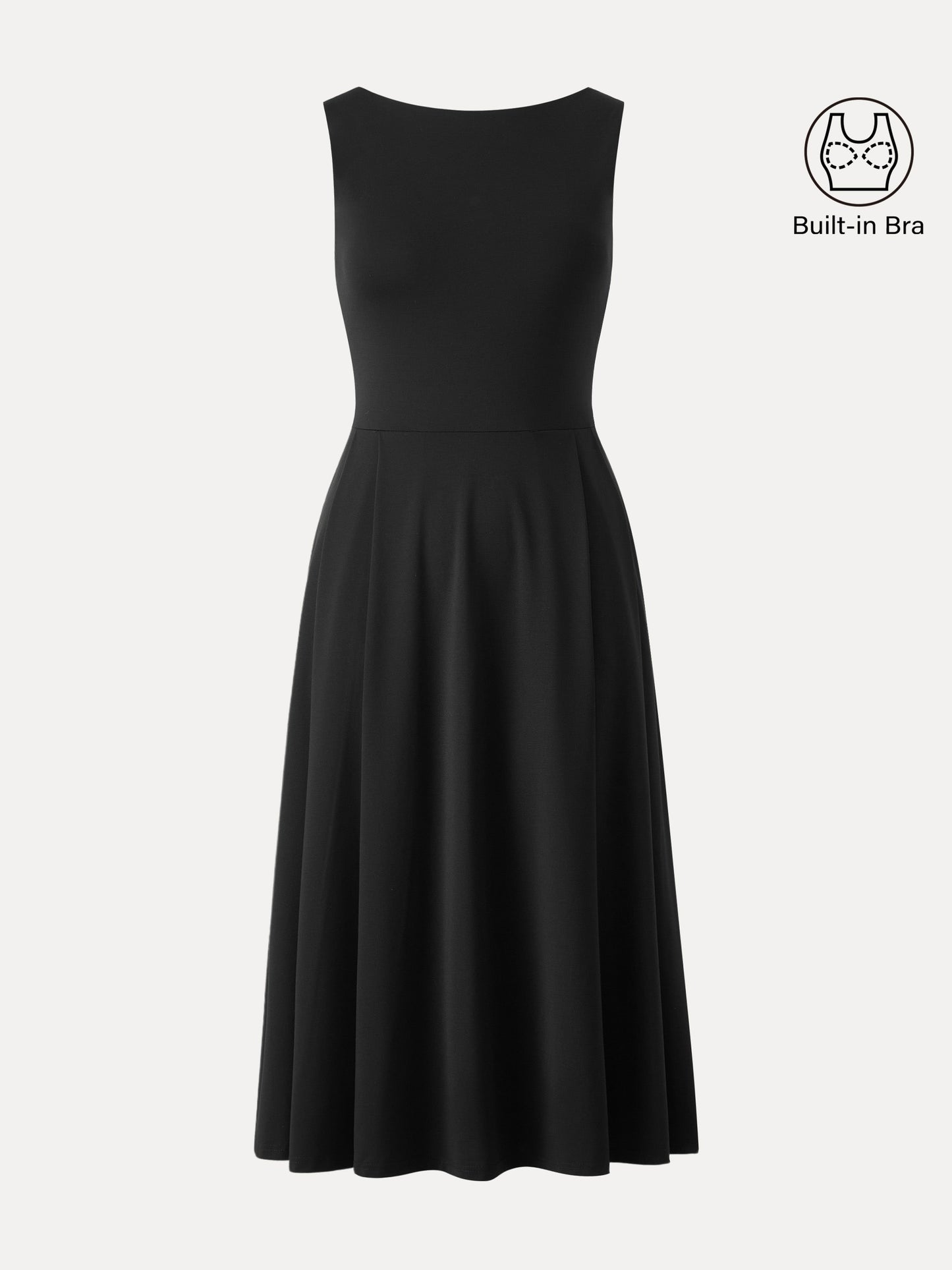Boatneck Bamboo Ponte Bra Midi Dress with Pockets
