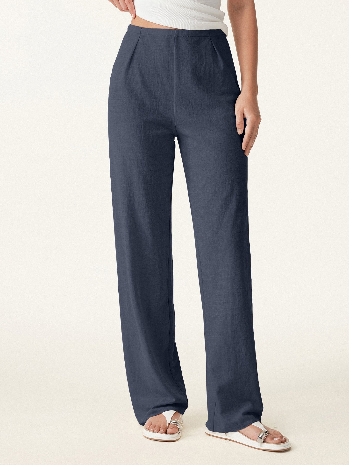Wrinkle-resistant Cotton-linen Straight Leg Pant