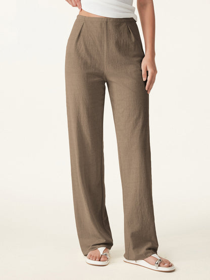 Wrinkle-resistant Cotton-linen Straight Leg Pant