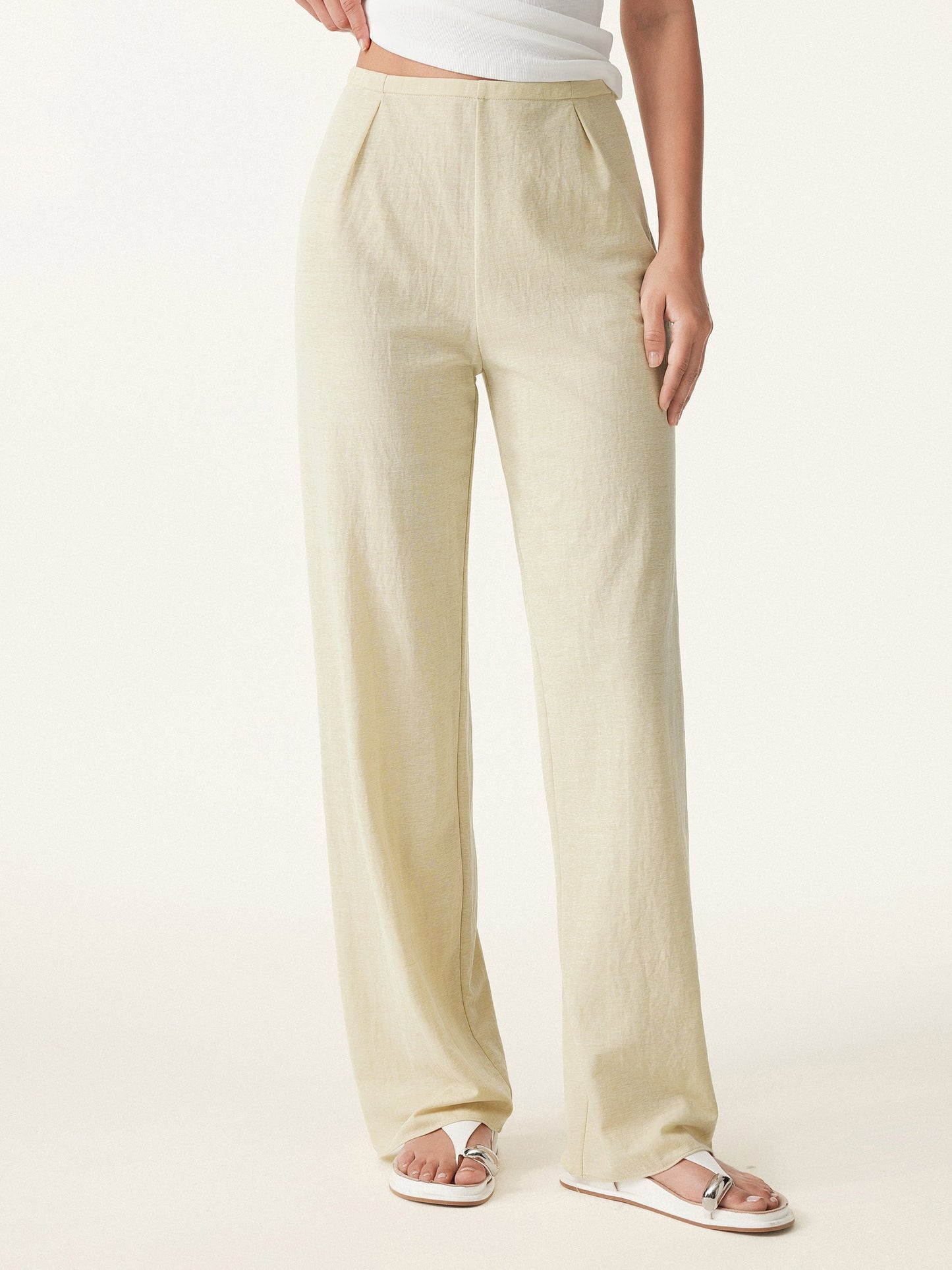 Wrinkle-resistant Cotton-linen Straight Leg Pant