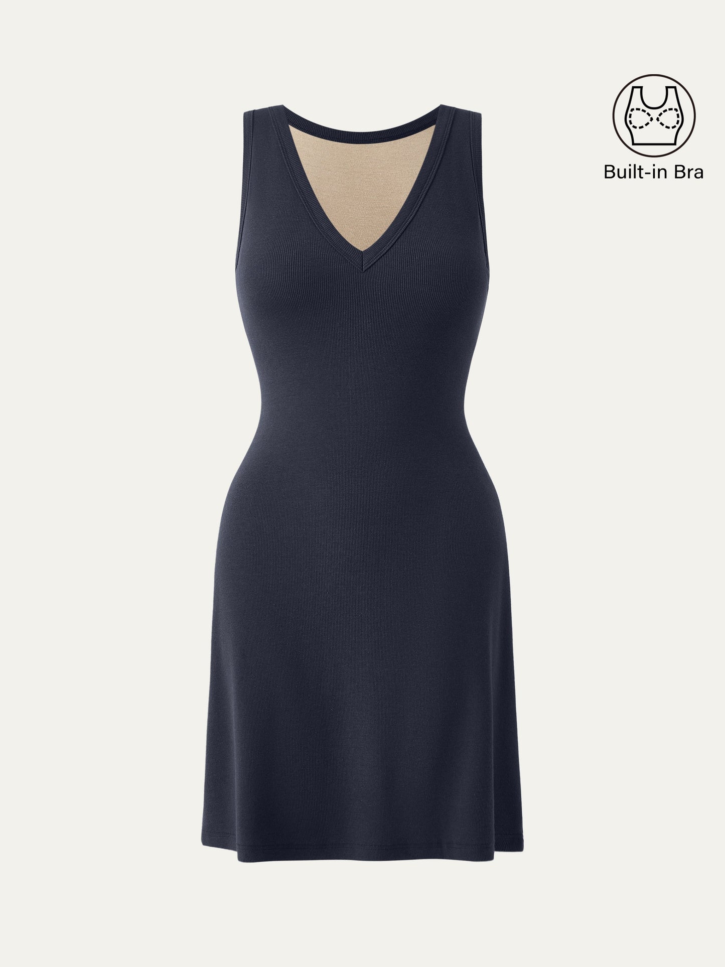 Flattering V-neck A-line New Airy Bra Tank Dress
