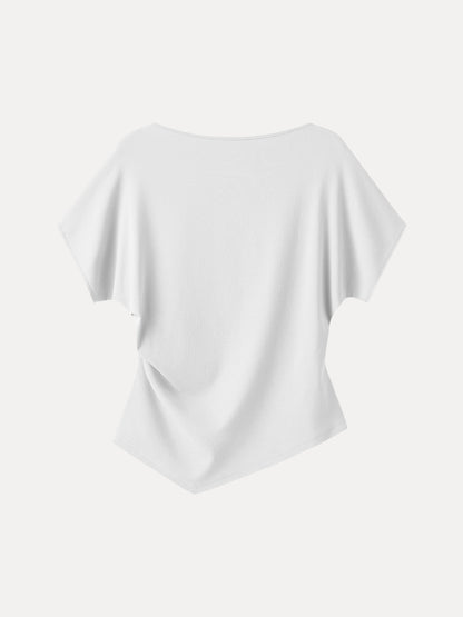 Cotton Lyocell Boatneck Angled Summer Tee