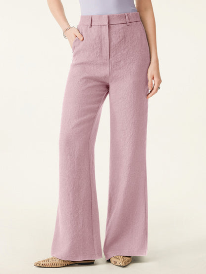 European Linen Mid Rise Flared Pant with Pockets