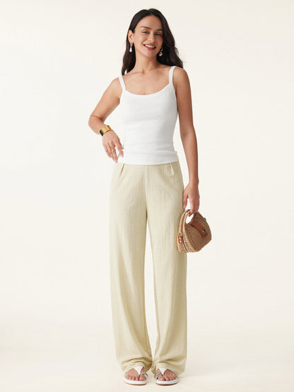 Wrinkle-resistant Cotton-linen Straight Leg Pant
