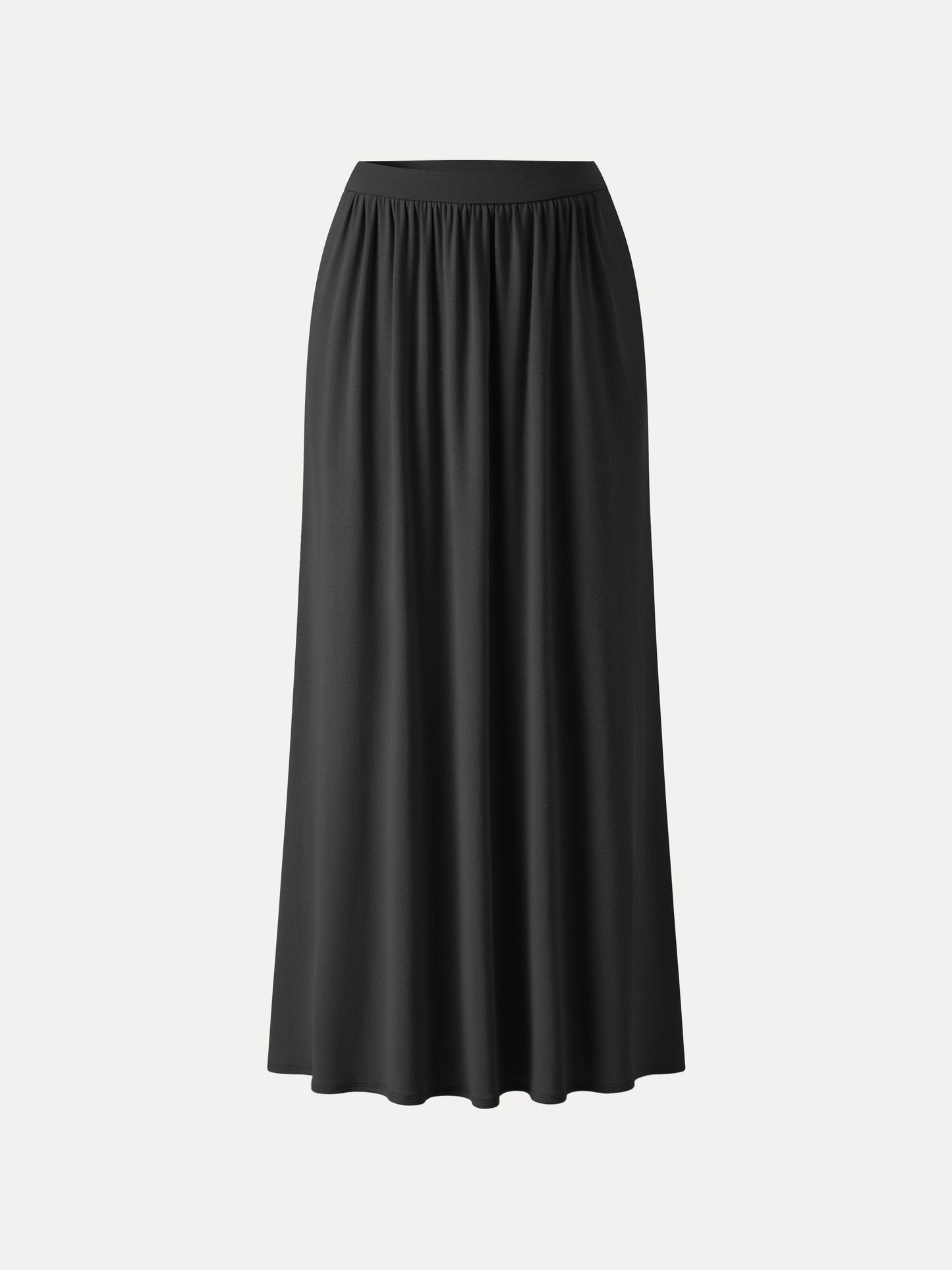 Soft Linen Knit Gathered A-Line Maxi Skirt with Pockets