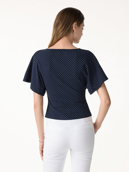 2Pcs Set Boatneck Flutter Sleeves Polka Dot Top & A-Line Flare Skirt Limited Edition