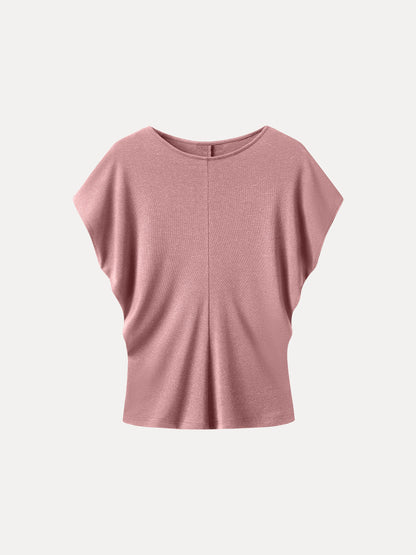 Linen-Blend Round Neck Relaxed Summer Top