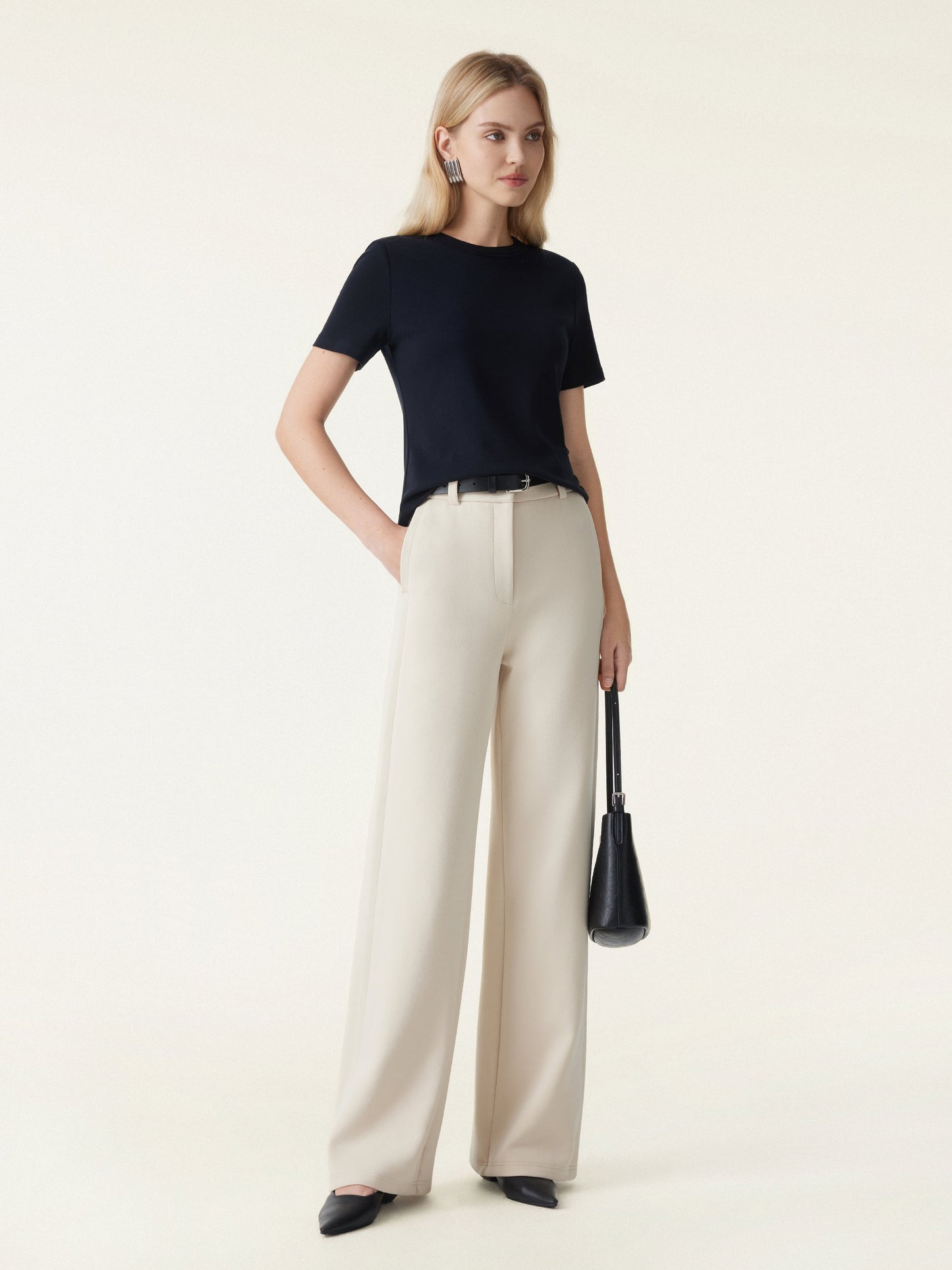 2Pcs Set Tucked Angled Tank & Mid Rise Wide Leg Trousers