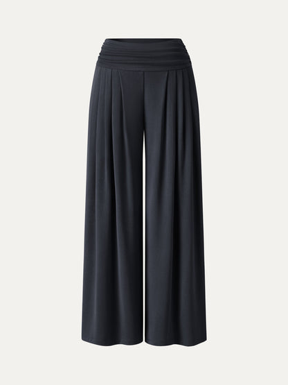 Sandwashed Super Flowy Tucked Palazzo Pant with Pockets