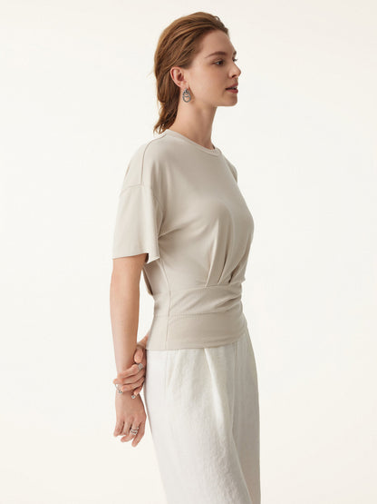 Crewneck Short Sleeve Tucked Tee