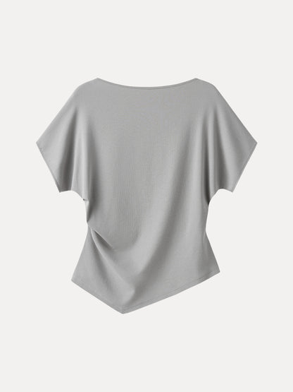 Cotton Lyocell Boatneck Angled Summer Tee