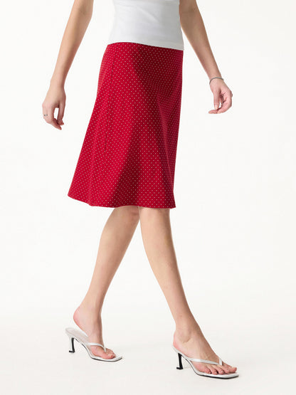 2Pcs Set Boatneck Flutter Sleeves Polka Dot Top & A-Line Flare Skirt Limited Edition
