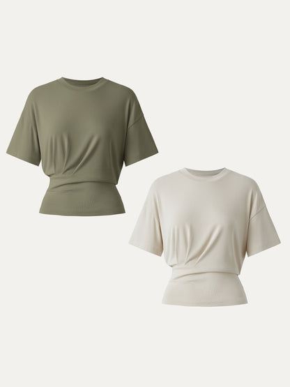 Crewneck Short Sleeve Tucked Tee