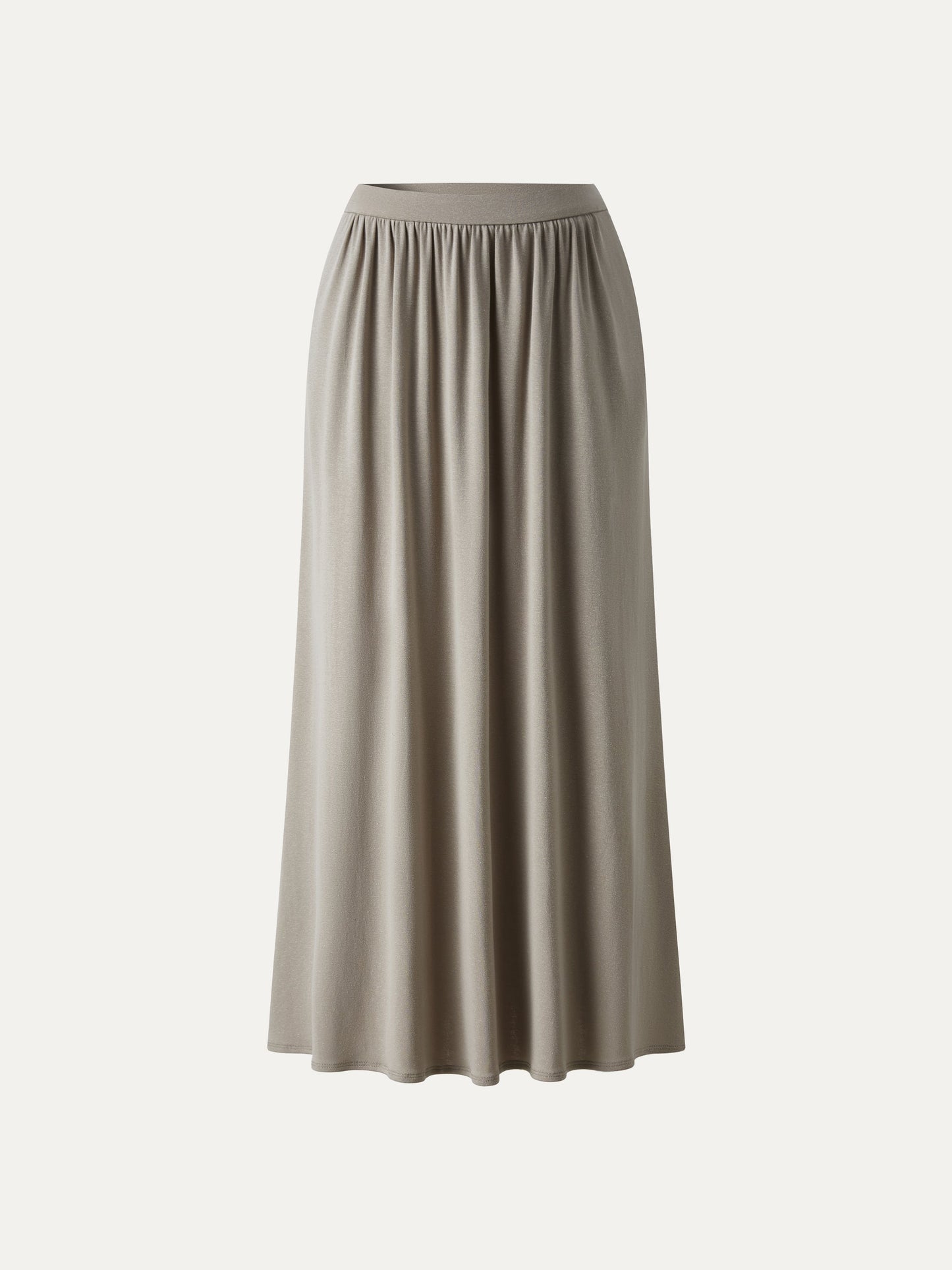 Soft Linen Knit Gathered A-Line Maxi Skirt with Pockets