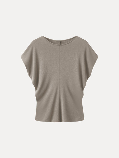 Linen-Blend Round Neck Relaxed Summer Top