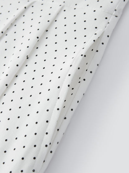 Stretch Cotton Polka Dot Square Neck Midi Bra Dress with Pockets Limited Edition
