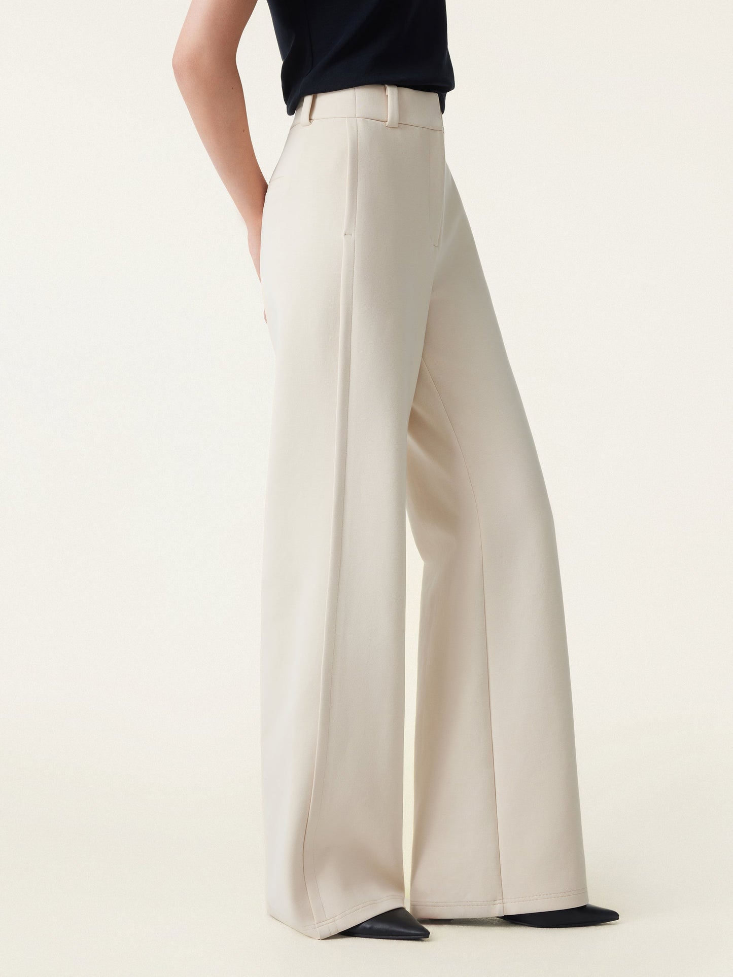 2Pcs Set Tucked Angled Tank & Mid Rise Wide Leg Trousers