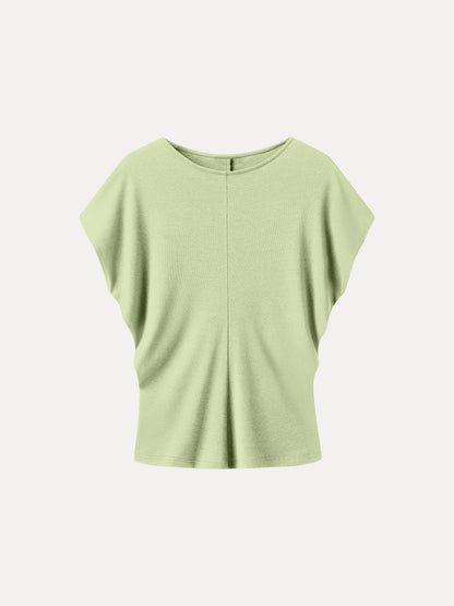 Linen-Blend Round Neck Relaxed Summer Top