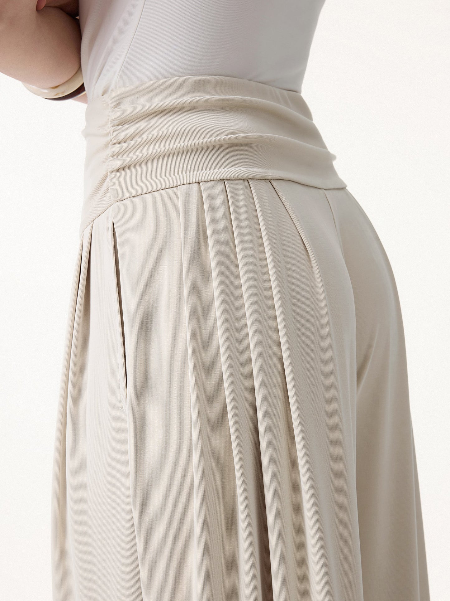 Sandwashed Super Flowy Tucked Palazzo Pant with Pockets