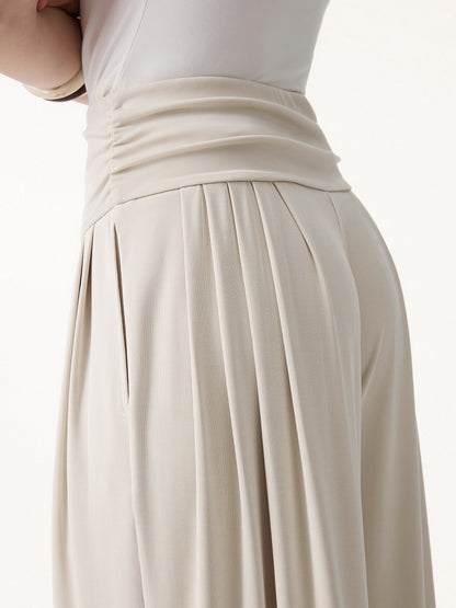 Sandwashed Super Flowy Tucked Palazzo Pant with Pockets
