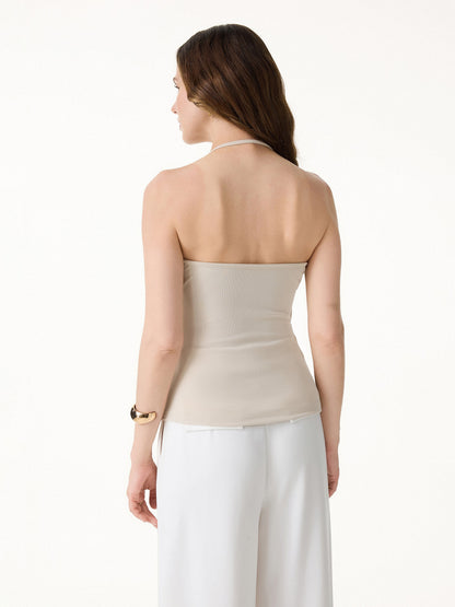 Modal Halter Neck Surplice Ruched Bandless Bra Top