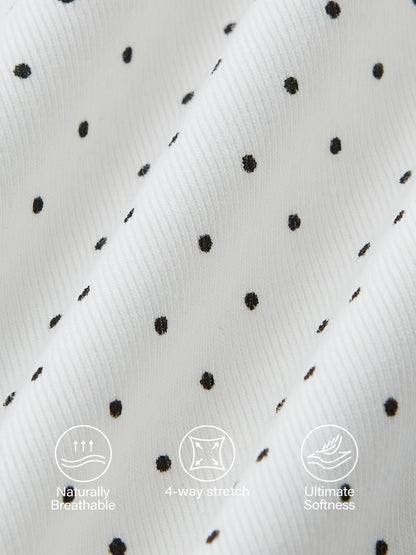Stretch Cotton Polka Dot Square Neck Midi Bra Dress with Pockets Limited Edition
