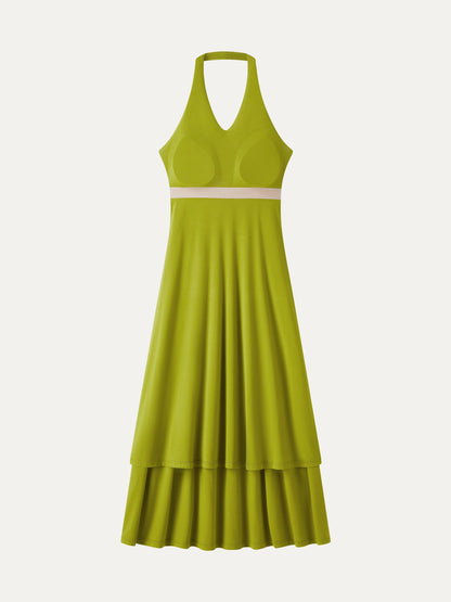 SkinKiss Halter Ruched Midi Bra Dress with Pockets