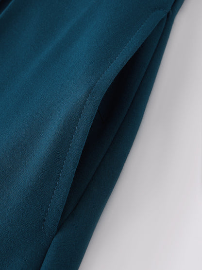 Boatneck Pleated Fit-and-Flare Midi Bra Dress with Pockets