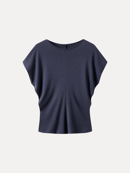 Linen-Blend Round Neck Relaxed Summer Top