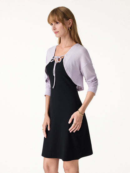 Textured Summer Cropped Cardigan with Tie