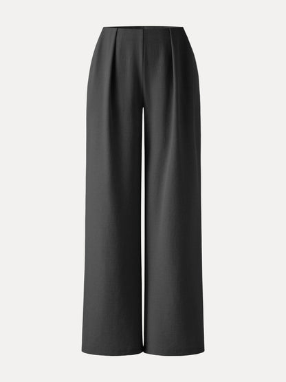 Airy Stretch Linen Wide Flare Pant with Pockets