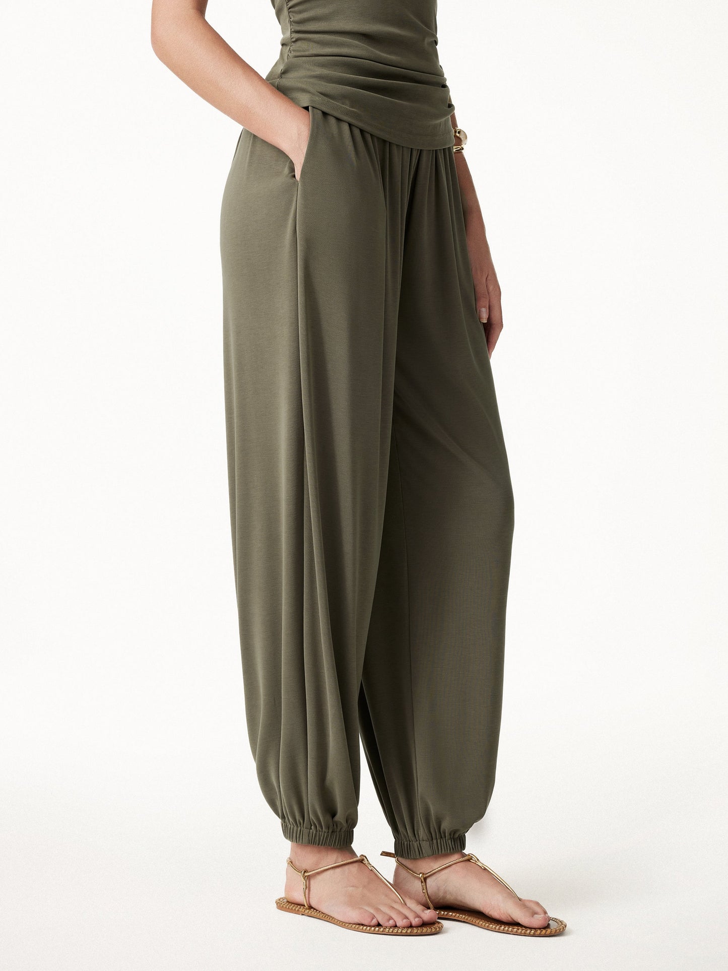 Sandwashed Modal Ultra-Soft High Rise Balloon Pants with Pockets
