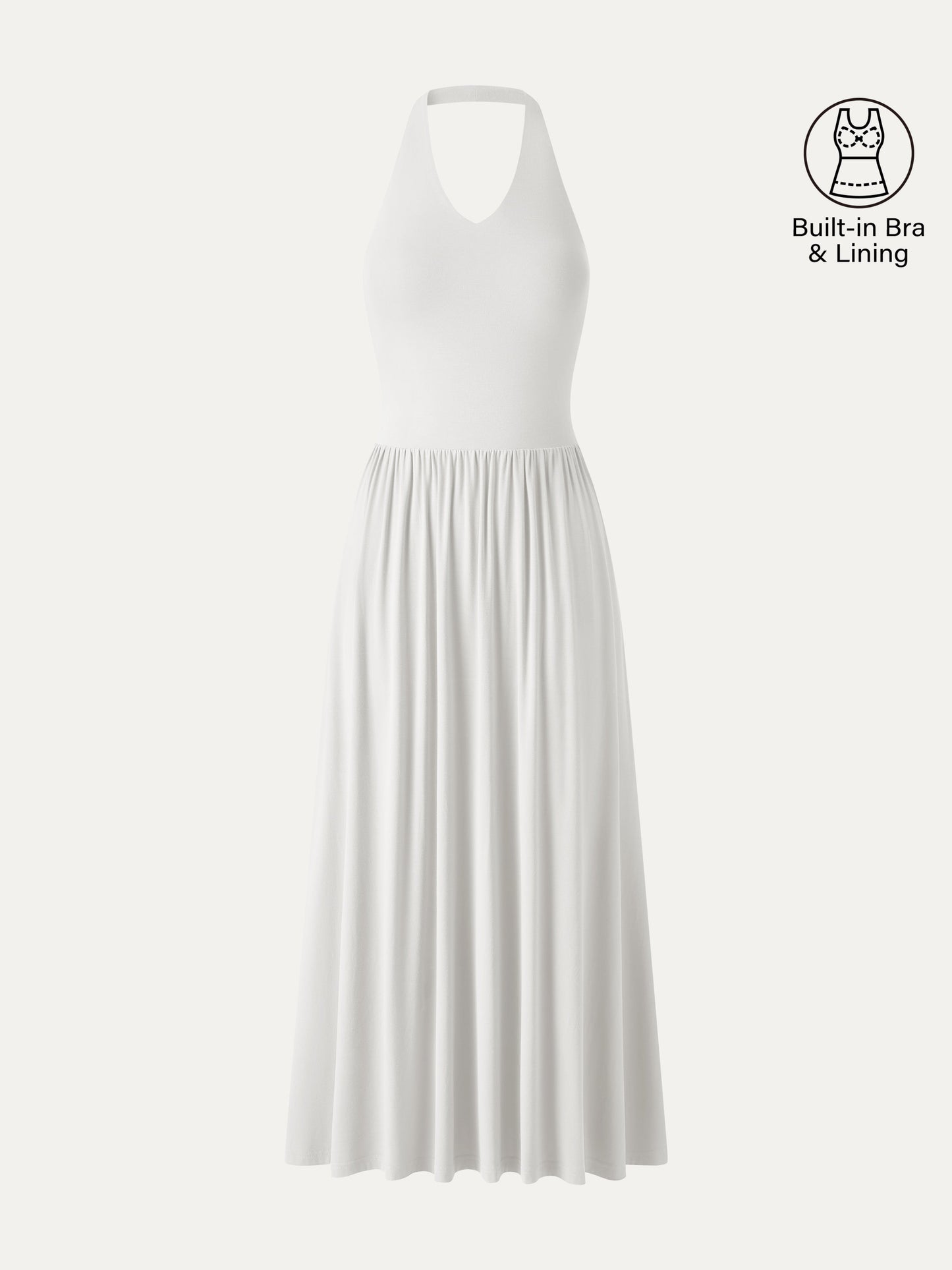 SkinKiss Halter Ruched Midi Bra Dress with Pockets