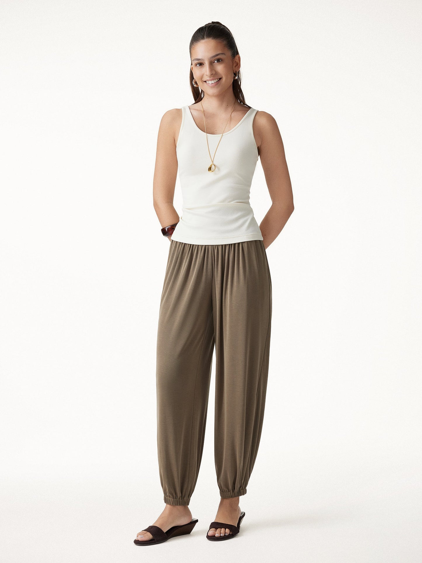 Sandwashed Modal Ultra-Soft High Rise Balloon Pants with Pockets