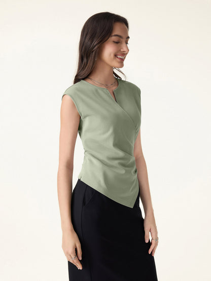 2Pcs Set Tucked Angled Tank & Mid Rise Wide Leg Trousers