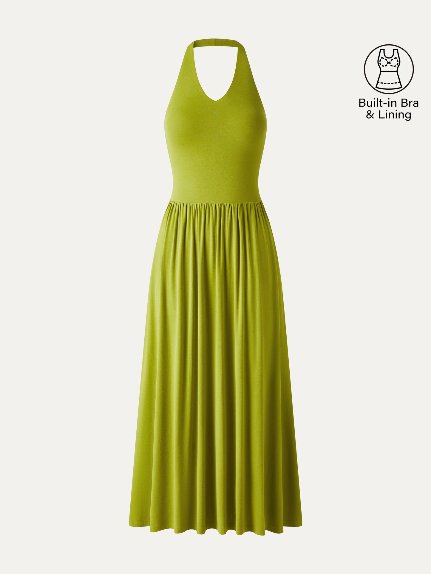 SkinKiss Halter Ruched Midi Bra Dress with Pockets