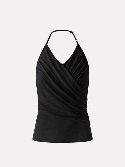 Modal Halter Neck Surplice Ruched Bandless Bra Top