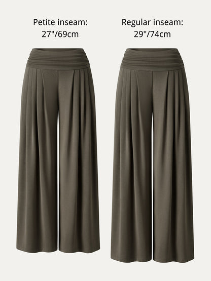 Sandwashed Super Flowy Tucked Palazzo Pant with Pockets