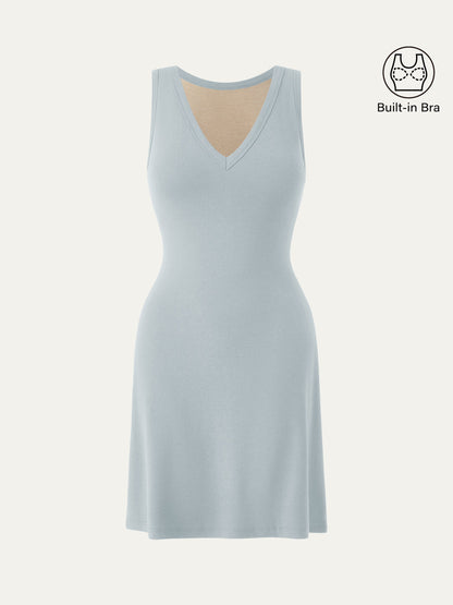 Flattering V-neck A-line New Airy Bra Tank Dress