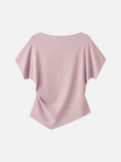 Cotton Lyocell Boatneck Angled Summer Tee