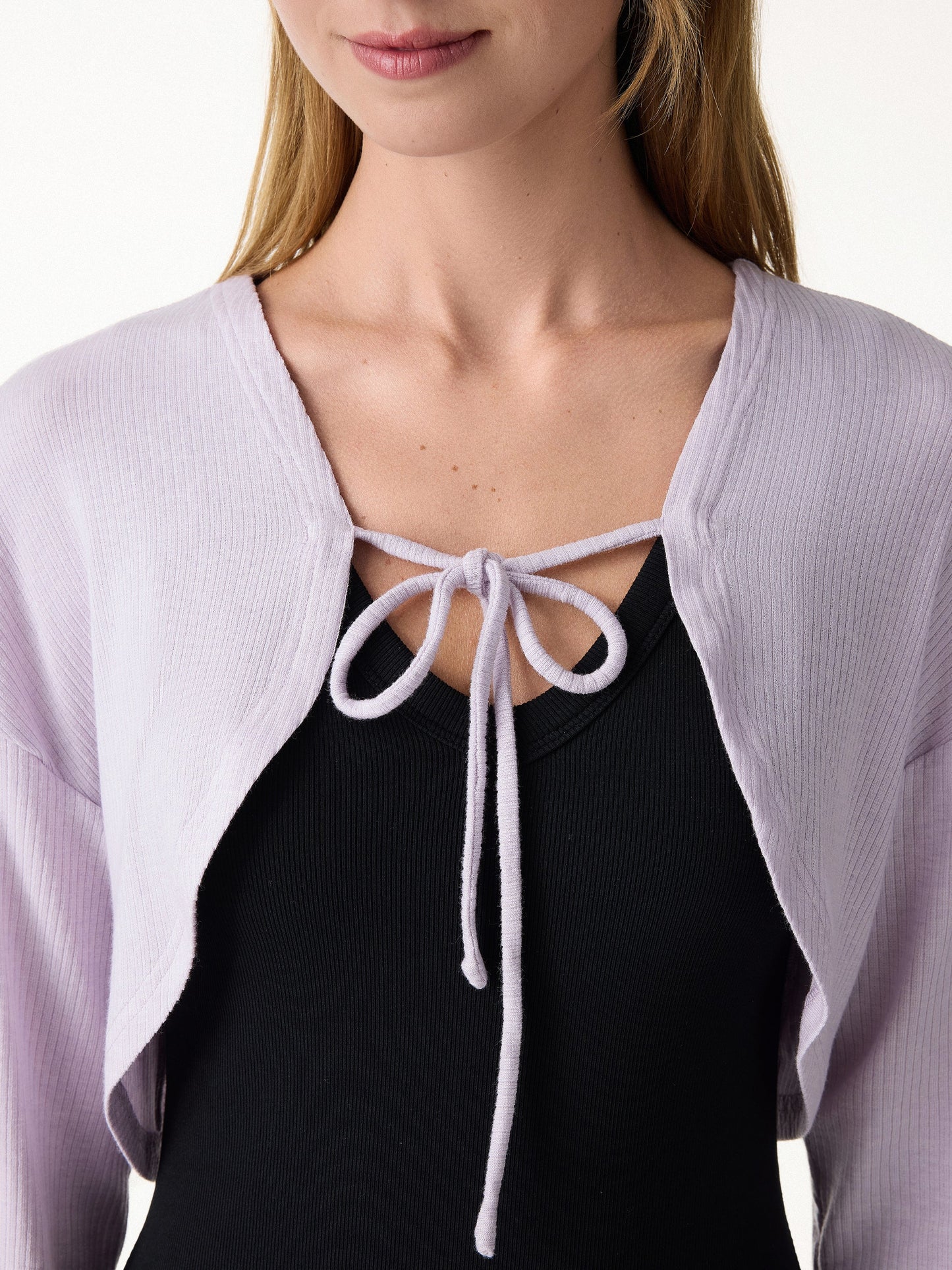 Textured Summer Cropped Cardigan with Tie